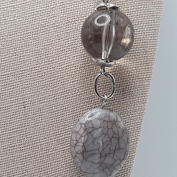 Chico's Long 42" Bead Necklace Beige Lavender Clear Layering - Picture 8 of 14